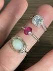 Vintage 925 Sterling Silver Cz Ruby Quartz? Ring Lot Sz8.75/7.75/7.25, 9.3g