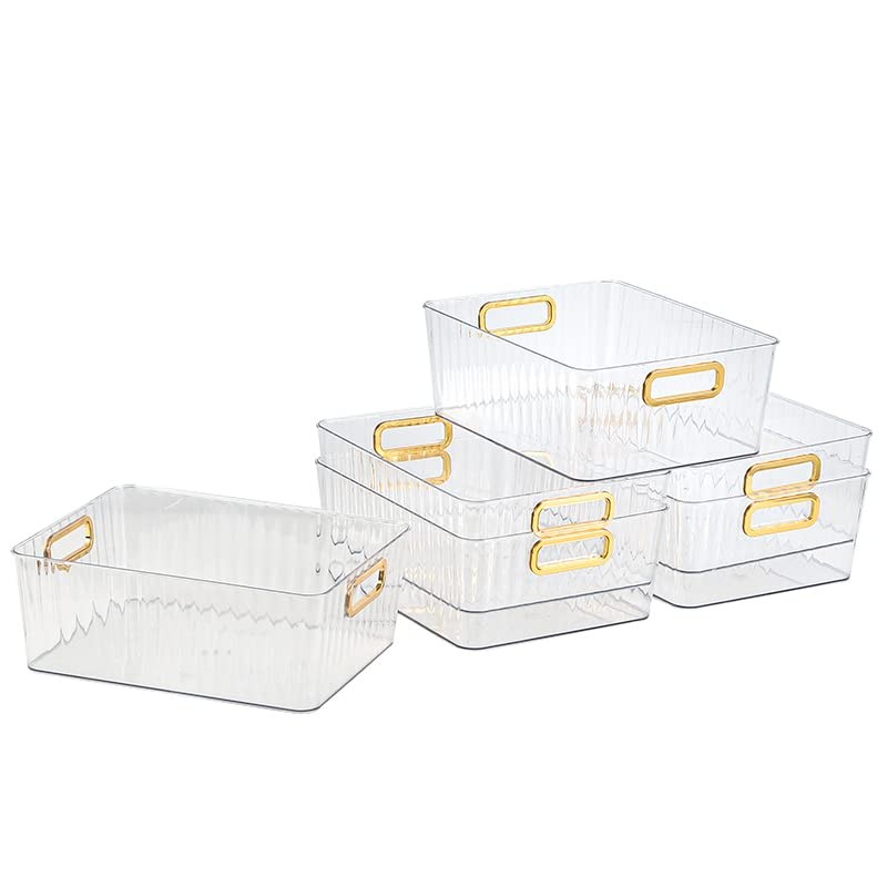 Idotry 6-Pack Clear Pantry Storage Bins, Plastic Organizer Bins