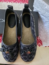 New Coach Espadrille Denim Slip On Flat Shoes Size 7