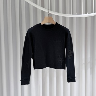 Chrome Hearts Leather Patch Crop Knit Black 154508148