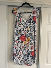 LOFT Womens S. Floral Shift Dress White Multicolor Ruffle Sleeve V-Neck