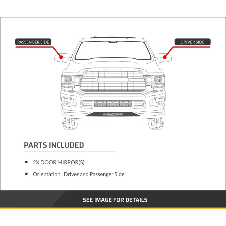 Espelho de porta lateral motorista e passageiro para Ford Bronco 1987-1991 | Par | Manual - Imagem 4 de 4