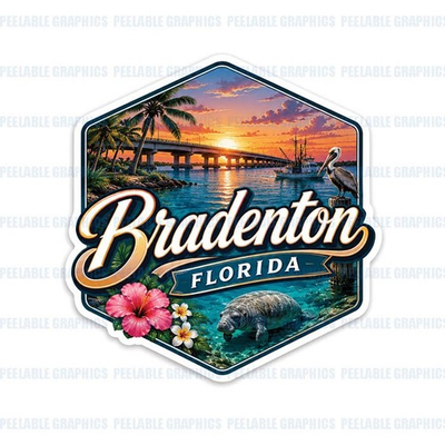 #ad #ad Bradenton Florida FL Vinyl Decal Sticker Flag Travel Luggage Souvenir B $3.14