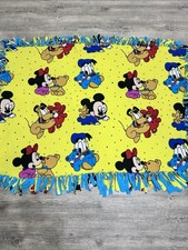 Vintage Disney Baby Mickey, Minnie, Pluto, Donald fleece blanket 41x54  