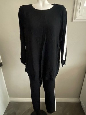 Simply Vera Wang Black White 2 Piece Tracksuit Set Activewear Women's SZ XL