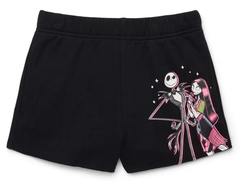 The Nightmare Before Christmas Girls SIZE S 6-6X Graphic Fleece Shorts, Black - Picture 2 of 9