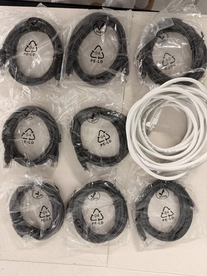 Lot of 8 Ethernet Patch Cables Cat5e / Cat6 Black & White RJ45 Network Cord