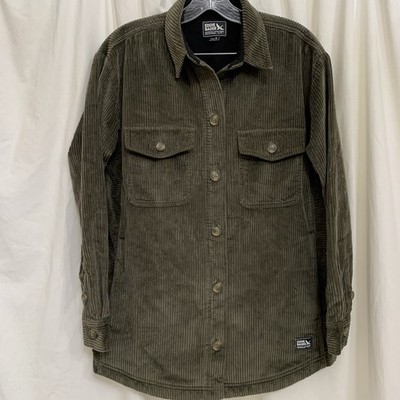 EDDIE BAUER Wide Whale Corduroy Button Up Shirt Jacket GREEN Women s Size M