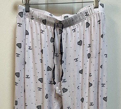 Life is Good Sleep Medium Drawstring Pajama Pants Pink Navy Capri 30  W x 25  L