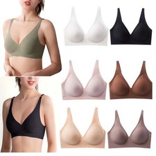 Women Jelly Bras Wireless Deep V Wireless Bra Push Up Full Coverage Seamless Bra