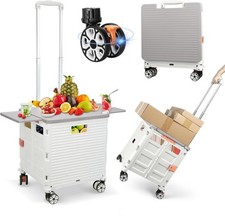 Foldable Shopping Trolley Collapsible Portable Utility Cart, Tote Basket with M
