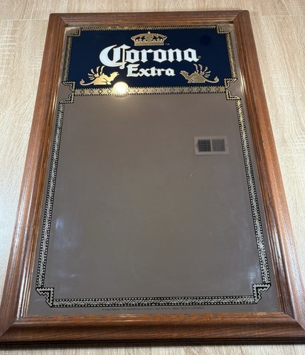 Vintage Corona Extra Beer Mirror Wood Frame 28” x 18” Bar Man Cave