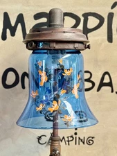 Glass Globe for Tilley Tablelamp flower pattern Blue color