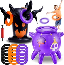 Halloween Ring Toss Game Inflatable Spooky Tree Witch Toss Game for Kids