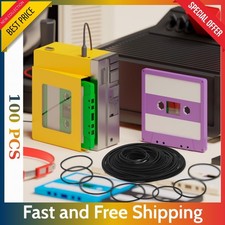 100 Pcs Cassette Recorder Rubber Belts - Flat Drive Mix 40-135mm Repair Kit Set.
