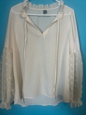 Women’s Shein Cream Dress Blouse Size Large Long Sleeve