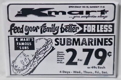 #ad #ad K Mart Menu Magnet 2quot;x3quot; Refrigerator Locker Vintage Retro Kmart Ad 13 FREE SHIP $7.95