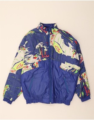SHAMPOO Herren Windbreaker Jacke Abstraktes Muster UK 40 Large Navy Blau CP01
