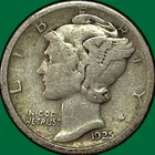 1925-S Mercury Dime Fine F Coin #36634