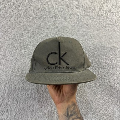 Vintage Calvin Klein Jeans Olive Khaki Grün Big Logo Adjustable Snapback Cap