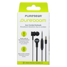 PureGear PureBoom 3.5mm Aux Corded Earbuds - Black 63615PG 