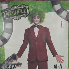 BeetleJuice Suitmeister Costume/Cosplay Halloween Jacket, Pants Bow Tie Size L