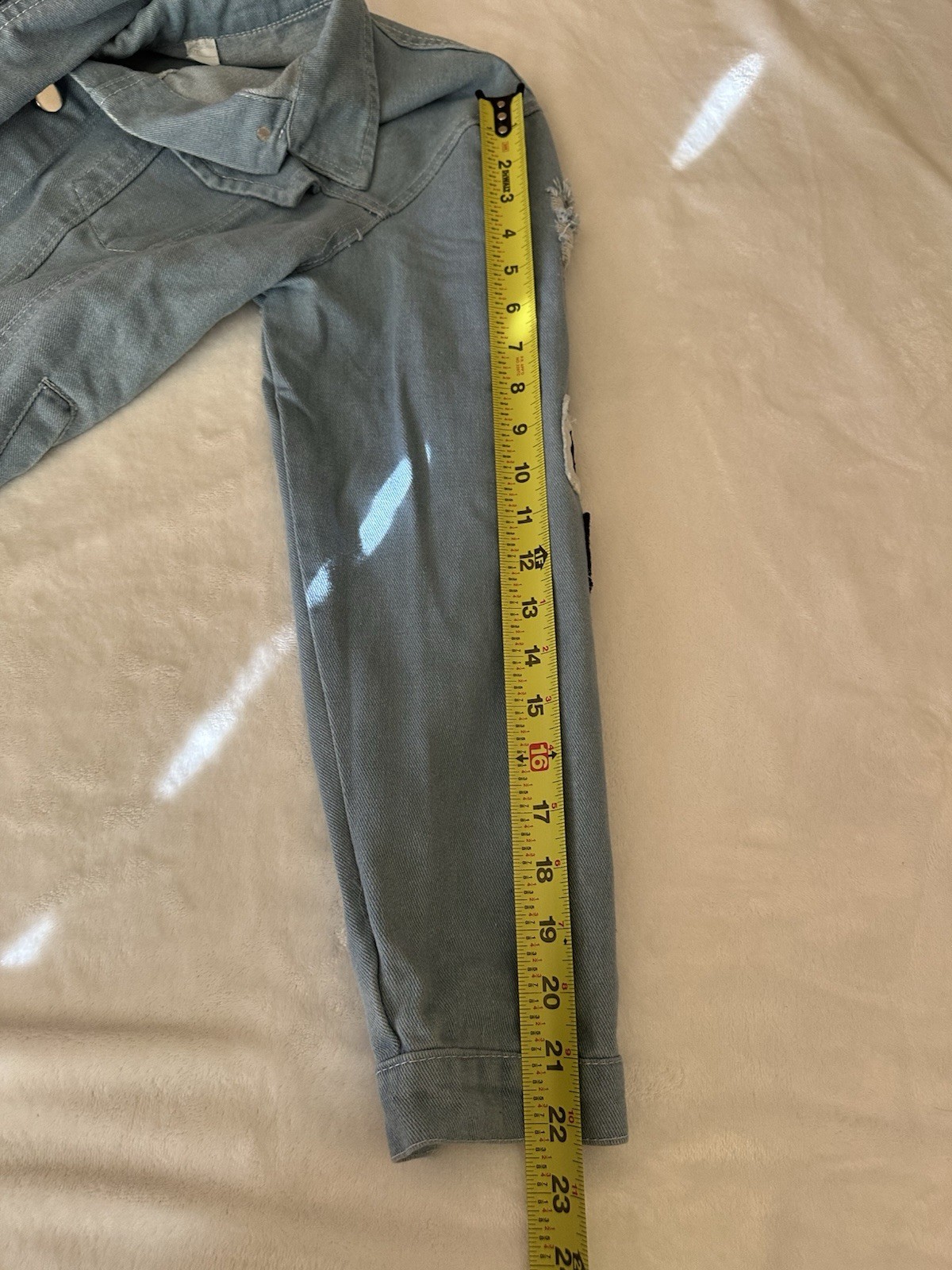 Light Wash Denim Jacket Patchwork Graphic “Where … - image 4