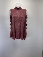 JODIFL Boutique Plum Top Peekaboo Sleeves Halter Neck Women’s Size Small