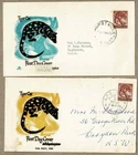 Australia 1960 Royal Tiger Cat FDC x2 cd Colours and Dates