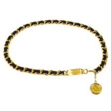 Chanel Medallion Chain Belt Black Small Good KK31062