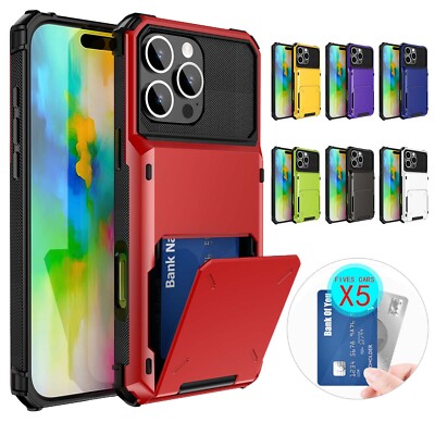 Shockproof Wallet Credit Card Holder Case For iPhone 16 Pro Max 15 14 13 12 11 X