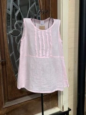 HLT704 Pink XLarge NWT Match Point Linen Shirt Tank Flax Frayed Light Plus