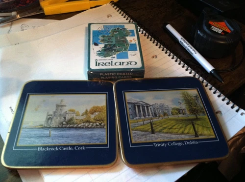 Ireland Playing Cards (NEW) & 2 Coasters Blackrock Castle & Trinity College
