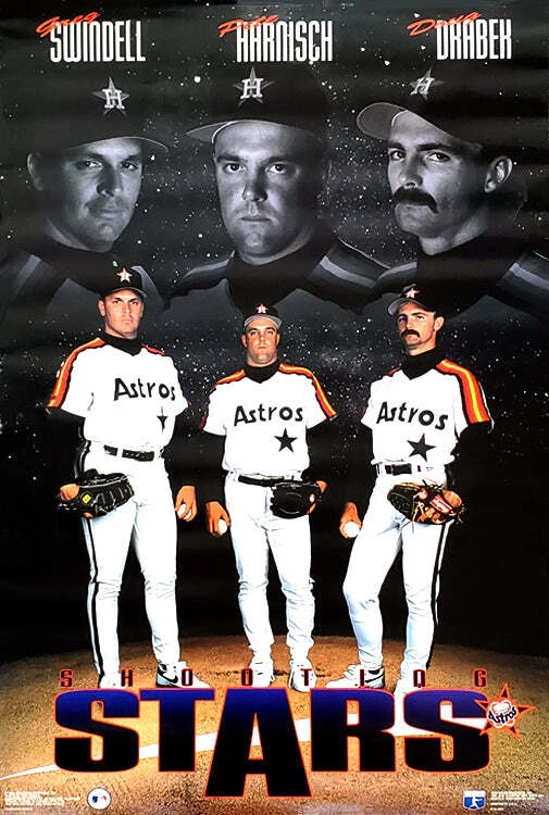 SPORTS POSTER WAREHOUSE Houston Astros Pitchers 1993 HARNISCH DRABEK SWINDELL Costacos 23x35 POSTER