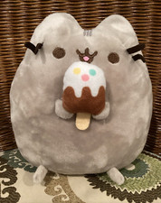 GUND Pusheen Cat Plush Snackables Ice Cream Bar Grey Stuffed Animal 9  Toy Kitty
