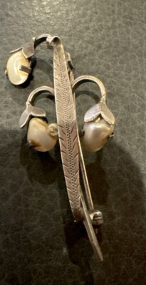 vintage Perlmutt  sterling Silver rare um 1930 brooch silver mother of pearl!