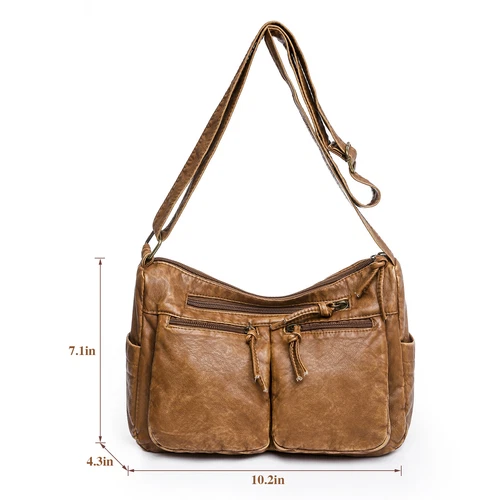 Womens Vintage Soft Leather Shoulder Bag Purse Lady Messenger Crossbody Bag - Bild 15 von 50