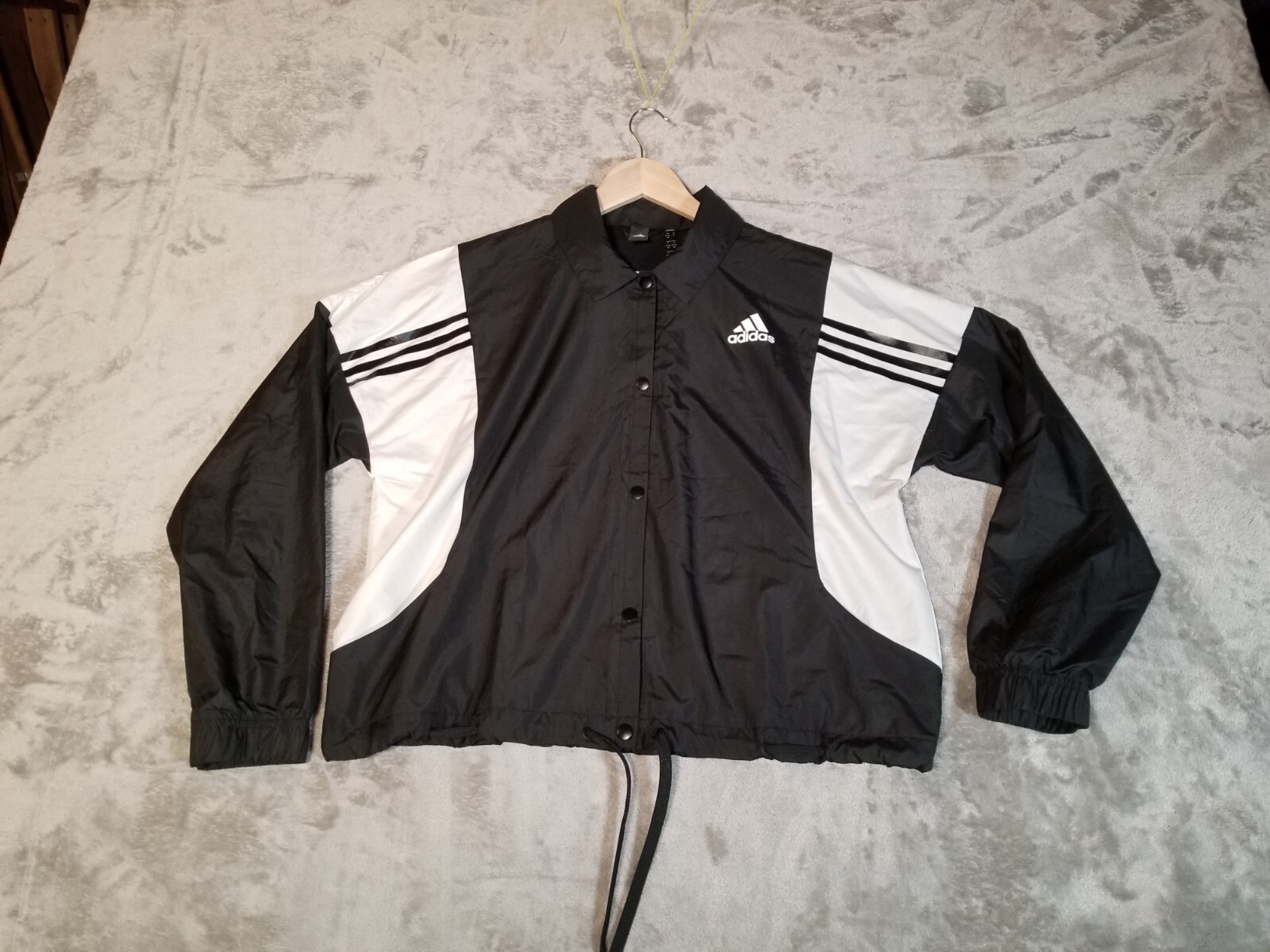 Adidas Snap Button Drawstring Cinch Jacket Windbr… - image 1