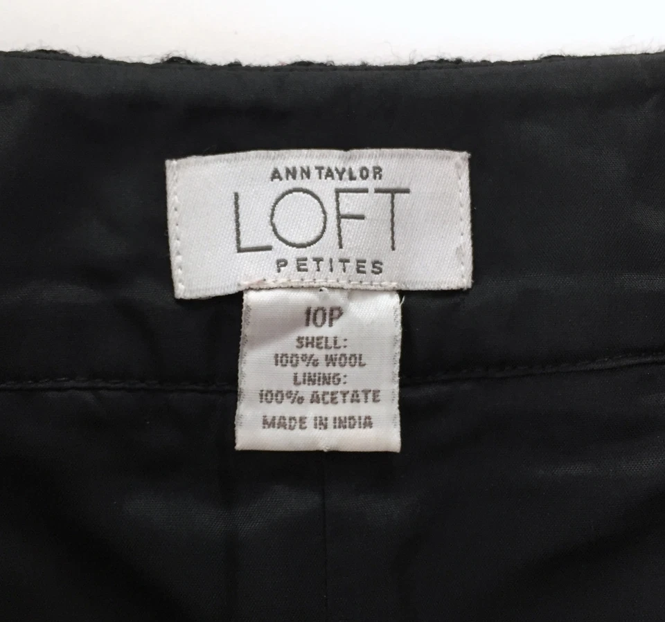 Falda ANN TAYLOR LOFT Mujer Negra Roja Patrón Geométrico 100% Lana 10P Pequeña Foto 3 de 4