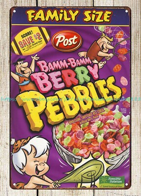 Bamm Bamm Berry Pebbles Flintstone Fred metal tin sign & symbol wall decor
