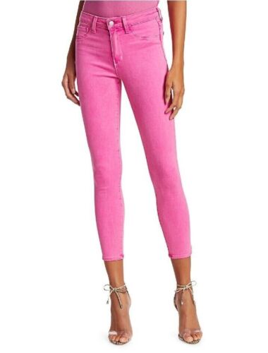 L'AGENCE Margot High Rise Skinny Jeans Women's Posey Hot Pink Cropped Size 29 - Picture 1 of 15