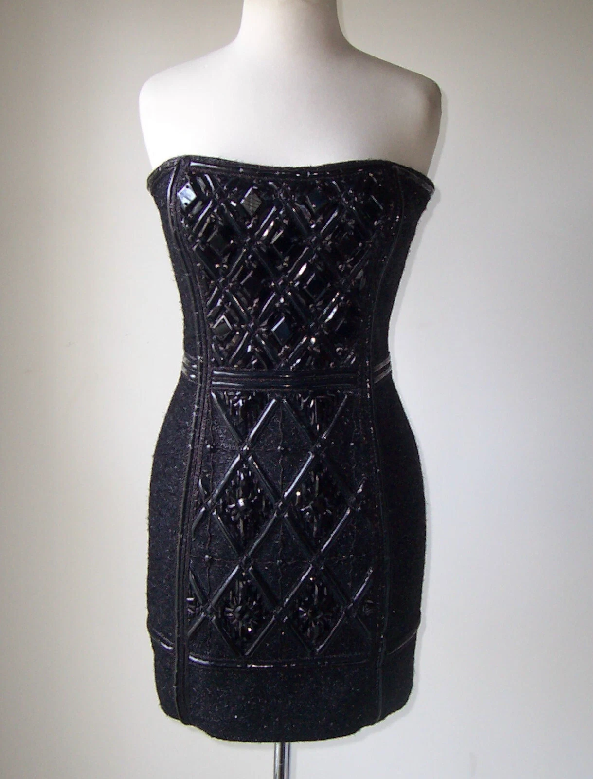 Balmain — BALMAIN Black Strapless Bustier Embellished Jeweled Glitter Dress  F36 2   F38 4