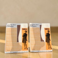2- Vintage Cantrece Seamless Sheer Nylon Stockings Spicetone Sz 8.5/9 NEW