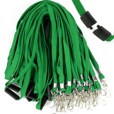 25 PCS Breakaway Lanyard J Hook Bulk Flat Name Tag ID Badge Holder Green