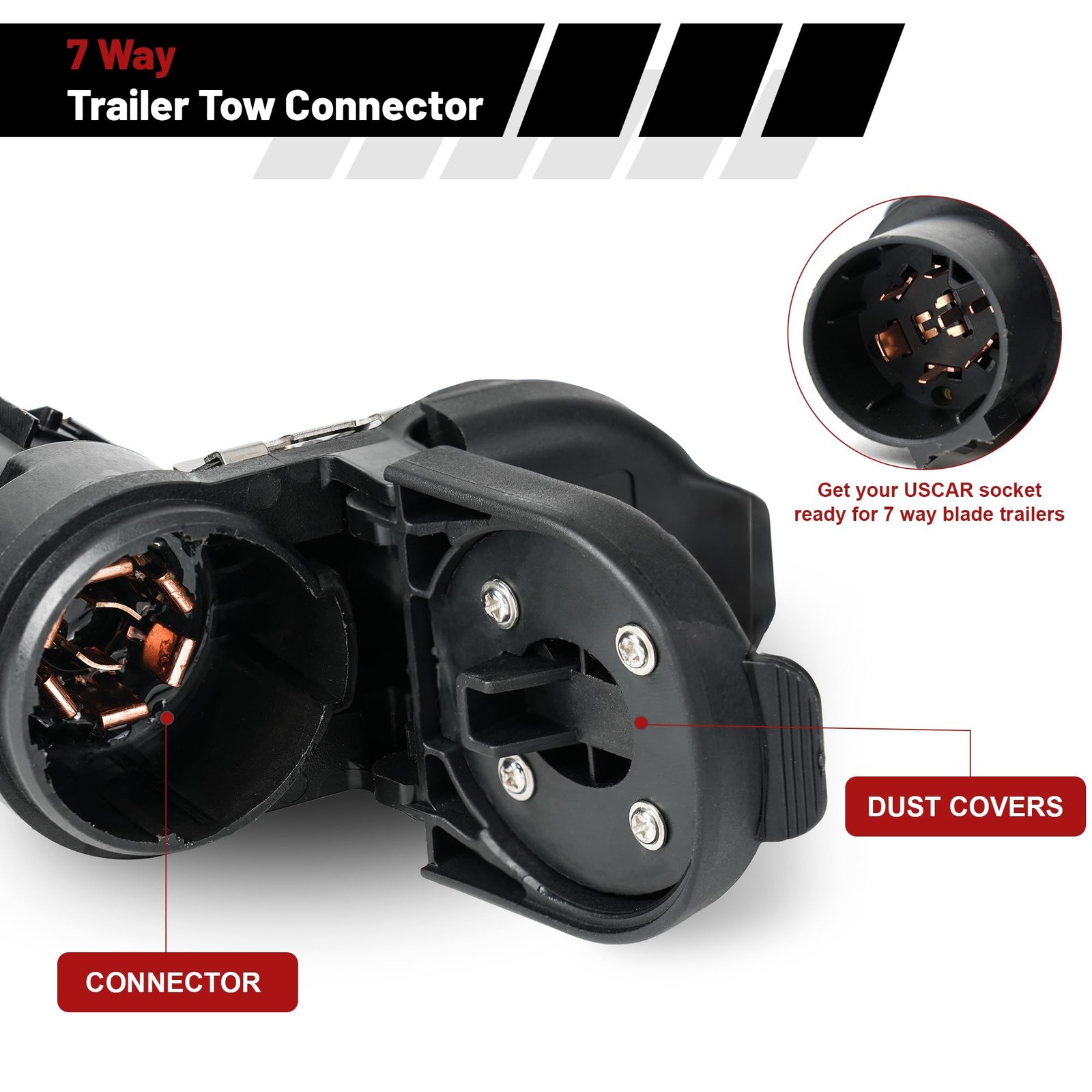 7 Way Trailer Tow Hitch Wiring Plug Receptacle Connector Harness In... Fast Ship