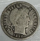 1892-P Barber Dime First Year Issue 90% Silver 10c US Coin Key Date