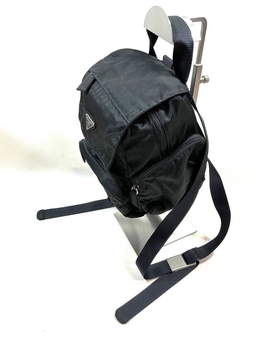 PRADA Nylon Mini Backpack Bag Black SV Metal Parts Made in Italy Triangle Logo P thumbnail 4