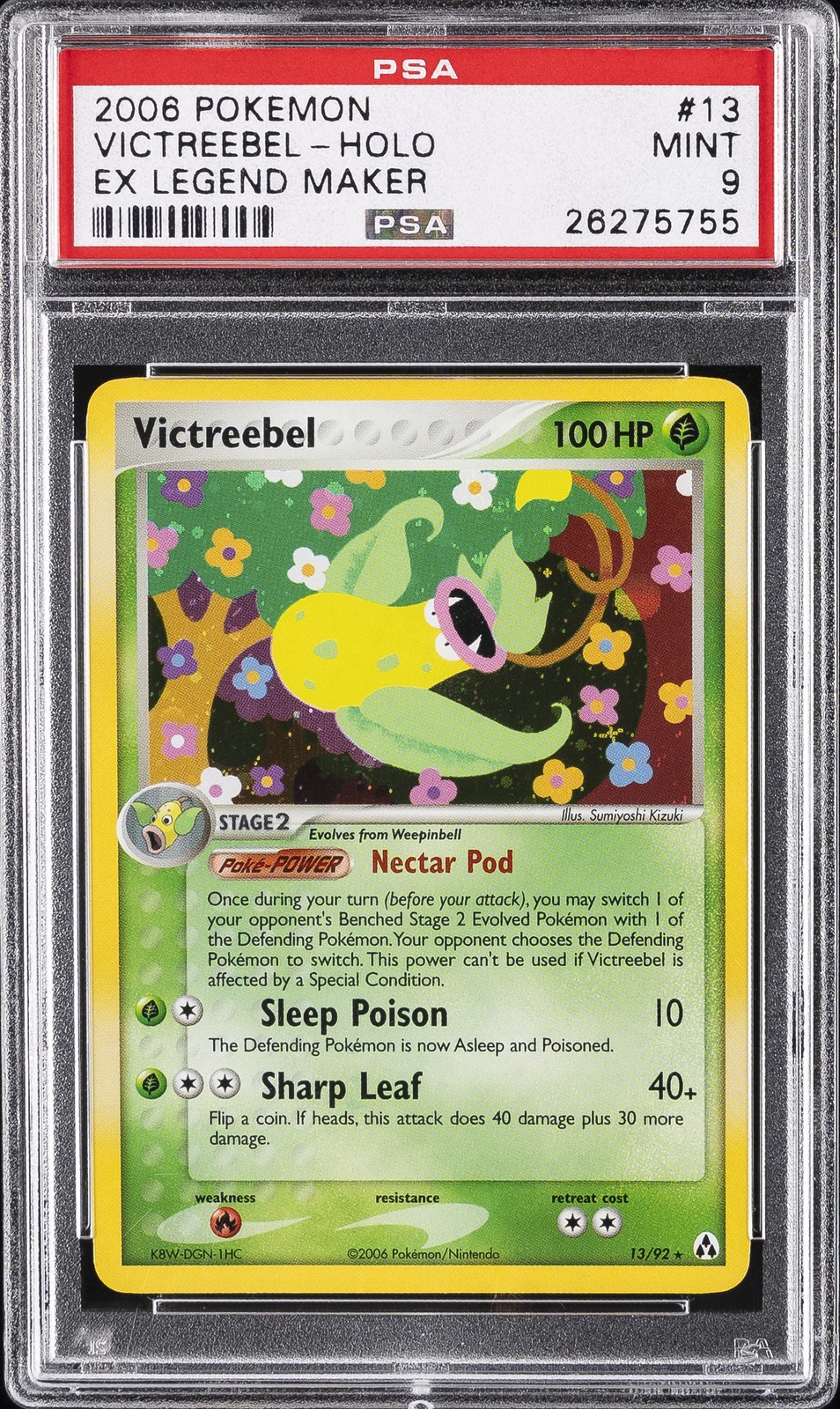 2006 POKEMON EX LEGEND MAKER #13 VICTREEBEL-HOLO PSA 9