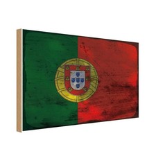 Holzschild 12x18 cm Portugal Rost Flagge Fahne Wappen Deko Geschenk Holz Schild