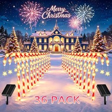 36-Pack Solar Christmas Candy Cane Lights Solar Pathway Lights Xmas Decorations